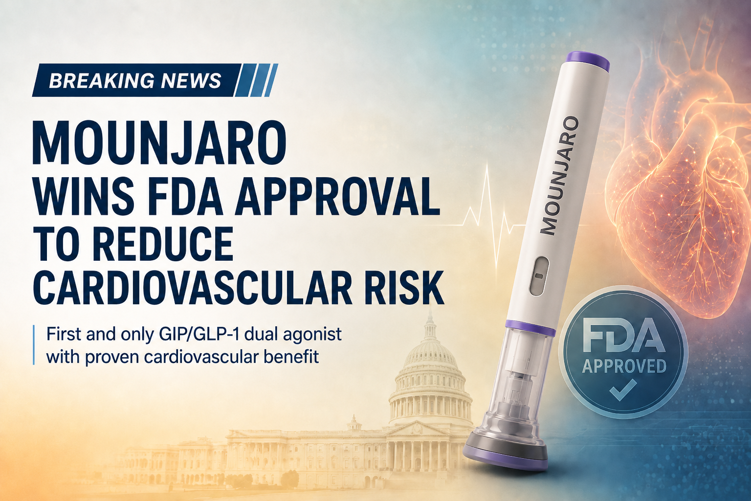 Eli Lilly Wins FDA Approval for Mounjaro to Reduce Cardiovascular Risk
